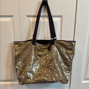 Victoria's Secret Gold Sequin Tote Bag